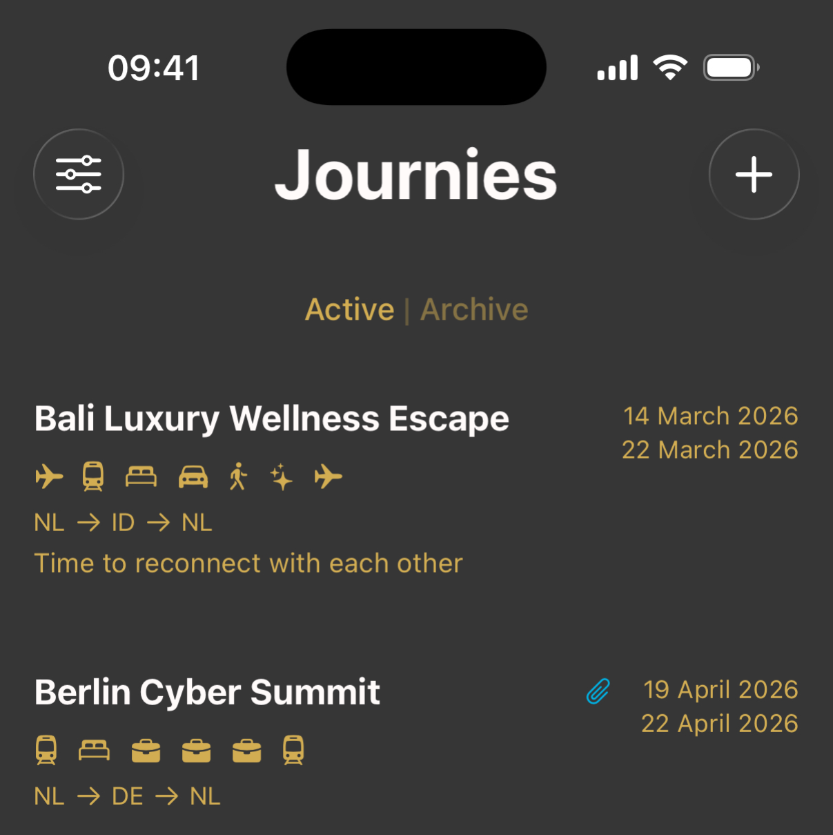 Made for Travel - Journey list